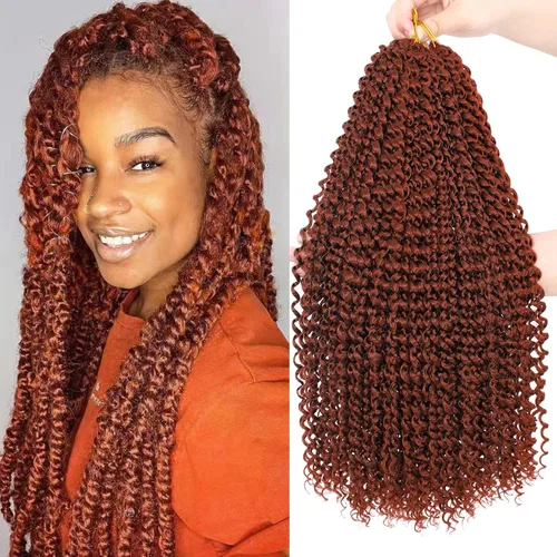 Miniatura 39 de Dansama - 7 paquetes de extensiones de cabello trenzado ondulado Passion Twist, extensiones de cabello de trenzas con ganchillo estilo mariposa, #1B