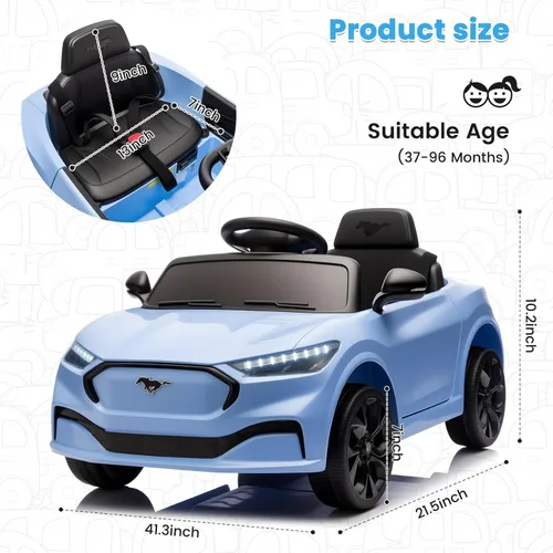 Miniatura 6 de Bobike - Auto eléctrico de paseo para niños, coche eléctrico de 12V para niños pequeños con control remoto, juguetes de paseo para niños con luces