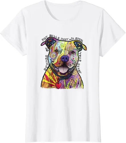 Miniatura 19 de Beware Of Pit Bulls, Dean Russo Pitbull Original - Camiseta para amantes de los perros, Negro