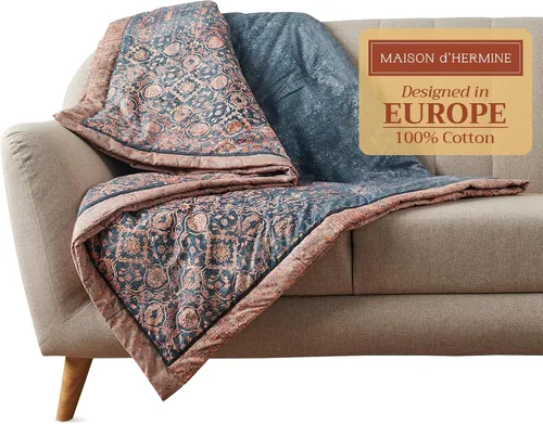 Miniatura 43 de Maison d' Hermine Manta para sofá, ligera y suave, cálida y transpirable, de algodón, para cama, para niñas, niños, mujeres, hombres, regalos, sofá