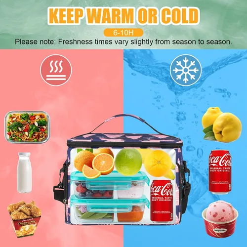 Miniatura 4 de Lonchera aislada para adultos, bolsa enfriadora a prueba de fugas de 10L con múltiples bolsillos, correa ajustable, ideal para el trabajo, la playa