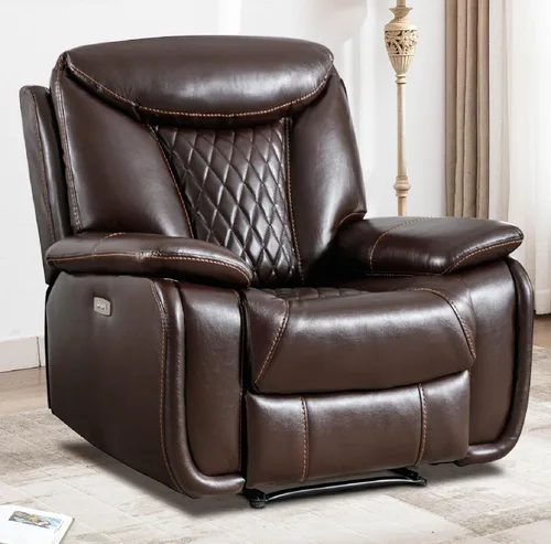 Miniatura 15 de HAOMARKETS Silla reclinable eléctrica, sofás reclinables de piel sintética suave con respaldo acolchado, sofá reclinable individual superrelleno