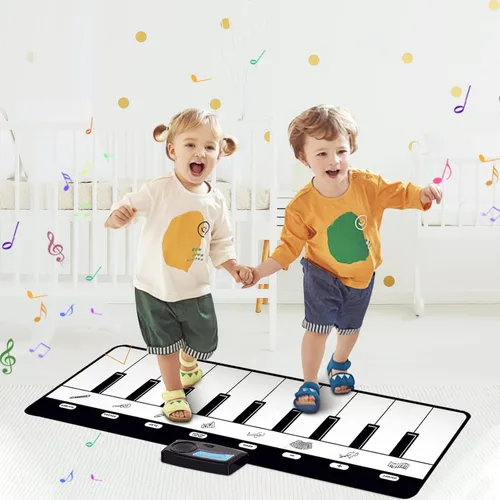 Miniatura 5 de M SANMERSEN Alfombra de Piano, Alfombra Musical para Niños Alfombra de Teclado de Piano de Piso con 8 Instrumentos Sonidos Música Baile Alfombra