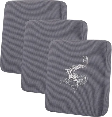 Miniatura 60 de hyha Fundas impermeables para cojines de sofá para mascotas, funda antideslizante para asiento de sofá para perros lavable, tela de jacquard Gris