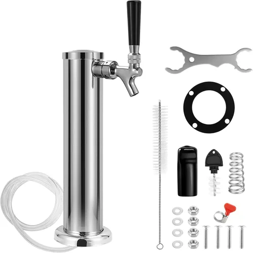 Miniatura 9 de Torre Kegerator Torre de cerveza de doble grifo, torre de cerveza de acero inoxidable con brida de 3 pulgadas, dispensador de torre de cerveza