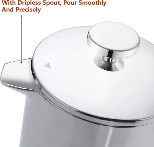 Miniatura 3 de Cafetera de Prensa Francesa – Porción Individual 1 Taza, Pequeña de Acero Inoxidable Térmico de Doble Pared, Prensa Francesa 350ML/12OZ