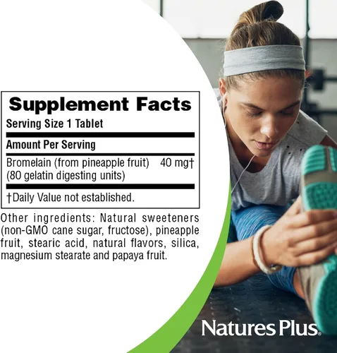 Miniatura 5 de NaturesPlus Bromelina masticable - 180 tabletas - Suplemento enzimático proteolítico natural - Apoya la digestión, la salud de las articulaciones