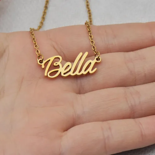 Miniatura 2 de Aoloshow Collar personalizado con nombre, placa de nombre - Joyería de acero inoxidable para regalo de cumpleaños o Navidad para mujeres, hombres