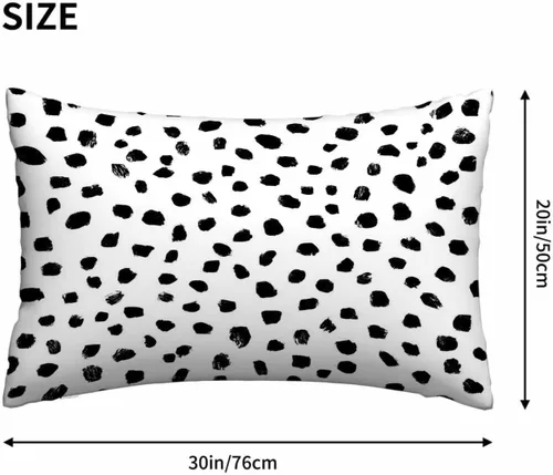 Miniatura 4 de Mugod Funda de cojín con diseño de lunares negros, sin costuras, para cama, sofá, oficina, 20 x 30 pulgadas