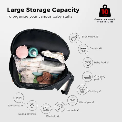 Miniatura 2 de Bolsa de almacenamiento compatible con el cochecito de asiento de automóvil Doona, accesorios de cochecito, gran capacidad, accesorios para bolsa