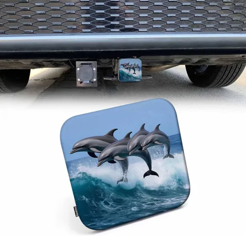 Miniatura 12 de Cubiertas de enganche Beabes Ocean Sunrise para camiones, con diseño de playa tropical y olas del mar, 5.1 cm, tapón para tubo de receptor
