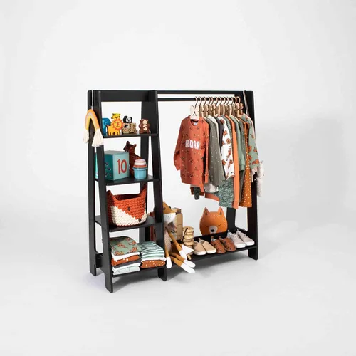 Miniatura 3 de Sweet Home from wood Armario infantil – Perchero de madera con riel colgante y estante de exhibición para niños – Muebles de vestir de bricolaje