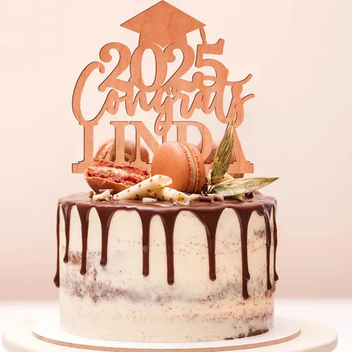 Miniatura 4 de Decoración personalizada para tartas de graduación – Decoración para tartas de graduación con nombre y fecha – Decoraciones acrílicas personalizadas