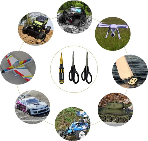 Miniatura 7 de Escariador de cuerpo RC 0.000-0.551 in perforador de agujero con manga y tijeras curvas y tijeras rectas Set RC montaje de carrocería de coche