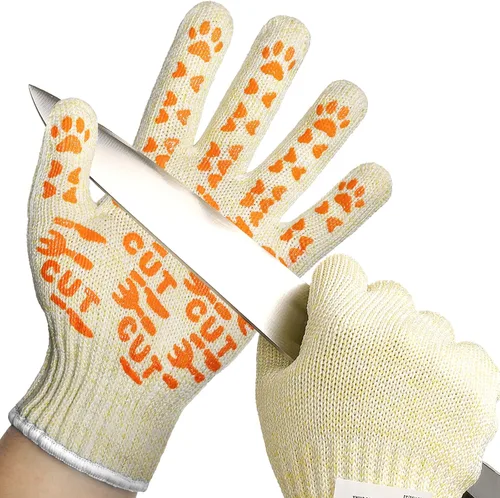 Miniatura 7 de Guantes Schwer SlicePro patentados resistentes al corte AR1345 con refuerzo ANSI A9 de 4 dedos, guantes de corte de grado alimenticio y pantalla