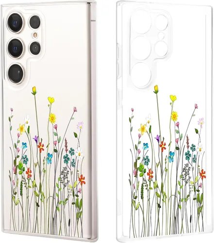 Miniatura 14 de Funda ultra transparente para Samsung Galaxy S23 con diseño de flores, TPU suave y delgado, patrón floral, transparente, funda protectora para niñas