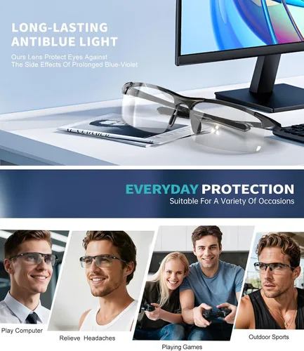 Miniatura 4 de ANYLUV Gafas de luz azul para hombre: gafas de bloqueo de luz azul de fibra de carbono ligeras anti para protección ocular