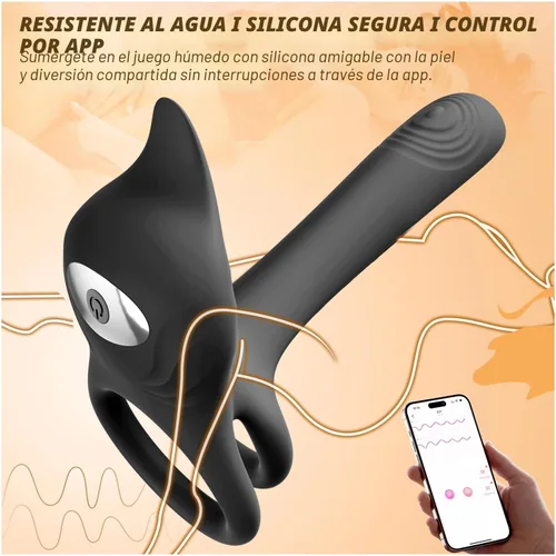 Miniatura 6 de MOOLIGIRL - Anillo de pene de juguete sexual para adultos, anillo doble para pene con estimulador de clítoris rosa y vibrador de punto G, 10 modos
