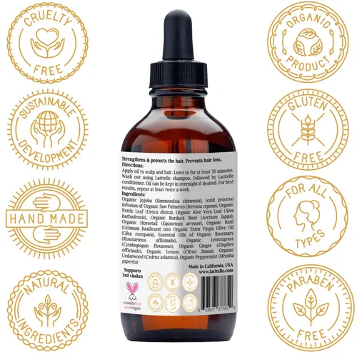 Miniatura 9 de Laritelle Juego de crecimiento orgánico del cabello Champú de 17 onzas + acondicionador de 16 onzas + tratamiento de pérdida de cabello 4 onzas