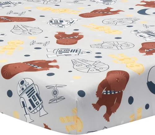 Lambs & Ivy Star Wars Signature Millennium Falcon - Sábana bajera ajustable para cuna (100% algodón)
