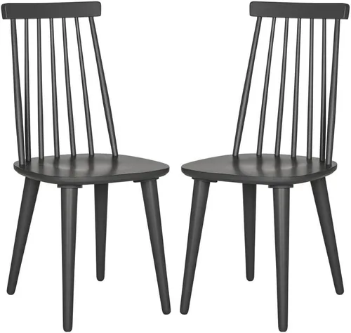 SAFAVIEH Furniture - Juego de 2 sillas auxiliares Burris - Gris - Madera maciza - Diseño moderno de línea limpia - Ideal para comedor, cocina, sala