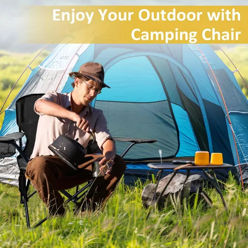Miniatura 6 de Sillas plegables de campamento, silla portátil al aire libre para campamento, pesca, playa, picnic, silla plegable ligera con respaldo alto con Verde