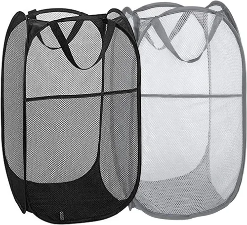 Miniatura 9 de Cesta de malla para lavandería, cesta de lavandería plegable, para dormitorio, dormitorio, apartamento, azul rey Azul real