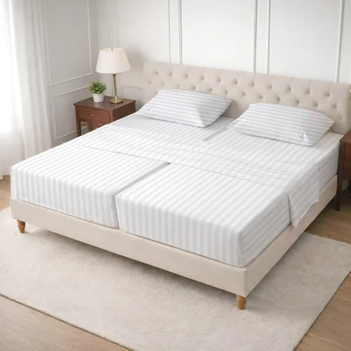 Miniatura 56 de SGI bedding Sábana Queen de 28 pulgadas con cabecera flexible y parte superior dividida, 100% algodón egipcio - 600 número de hilos, sábanas