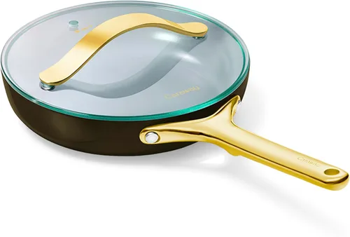 Miniatura 31 de Caraway Dúo de Sartenes de Cerámica con Tapas de Vidrio - Sartenes Antiadherentes (10.5" y 8") - No Tóxico, Libre de PTFE y PFOA - Apto para Horno
