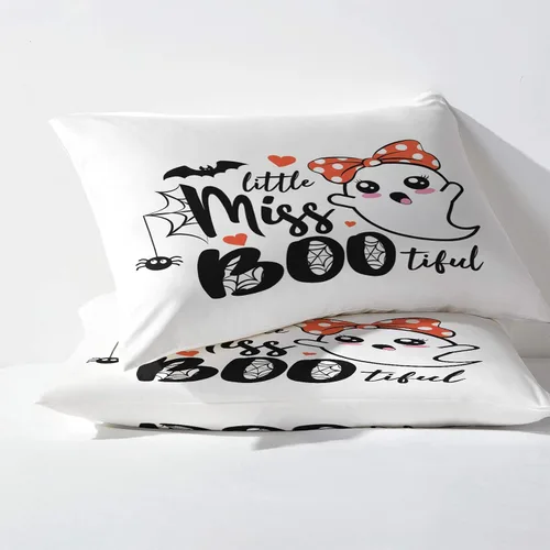 Miniatura 5 de Sábanas de Halloween tamaño individual – Juego de sábanas de fantasma lindo para niños y niñas, juego de sábanas Boo, microfibra suave y bolsillo