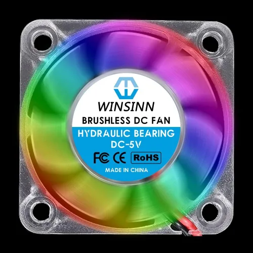 Miniatura 5 de WINSINN Ventilador USB RGB de 1.575 in de 5 V, impresora 3D colorida LED Micro 5 voltios ventiladores 4010 rodamiento hidráulico, refrigeración sin