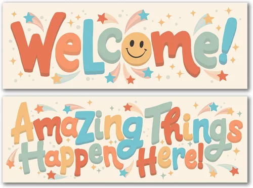 Juego de carteles de bienvenida para el aula, pancarta para preescolar, primaria, escuelas secundarias, decoración motivacional de tablón de anuncios