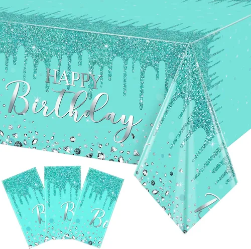 Miniatura 9 de Pajean Mantel de plástico con lentejuelas de diamantes con brillantina para fiesta de niña y niña, mantel de plástico con lentejuelas para niñas