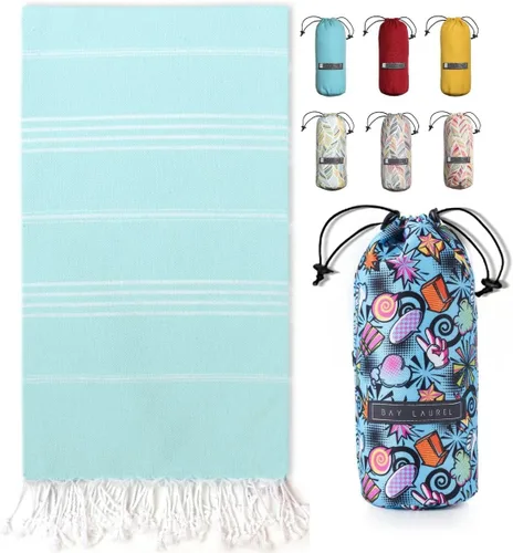 Miniatura 31 de BAY LAUREL Toalla de playa turca con bolsa de viaje, 39 x 71 pulgadas, de secado rápido, sin arena, ligera, grande, toallas de gran