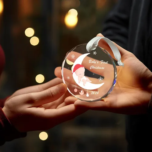 Miniatura 3 de Adorno de Primer Navidad del Bebé 2024 - Recuerdo de Familia de Tres: Recién Nacido Niño y Niña