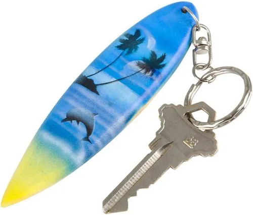 Miniatura 4 de ArtCreativity Llaveros de madera para tabla de surf, juego de 12, divertidos llaveros para mochila, bolso, equipaje, grandes recuerdos de fiesta