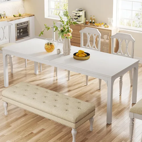 Miniatura 3 de Tribesigns Mesa de comedor negra para 6-8 personas, mesa rectangular grande de 78 pulgadas para comedor, 78.7 x 27.5 x 29.5 pulgadas (solo mesa)