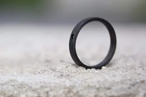 Miniatura 3 de Women's carbon fiber jeweled engagement ring. Black and matte band with crystal. Water resistant and hypoallergenic. (00101_4S13)