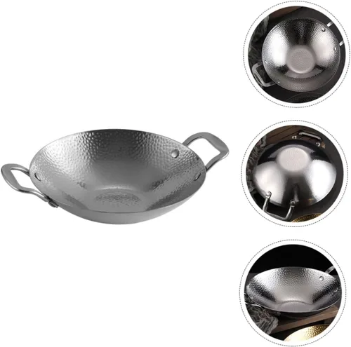 Miniatura 4 de Housoutil Tapa de olla de ramen coreano, sartén de acero inoxidable, plancha martillada, sartén para utensilios de cocina