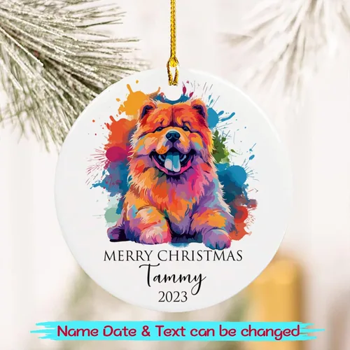 Miniatura 2 de Adorno personalizado de Chow Chow Chow de Navidad 2025, regalo de adorno de árbol de Navidad para amantes de los perros, adorno único de Navidad