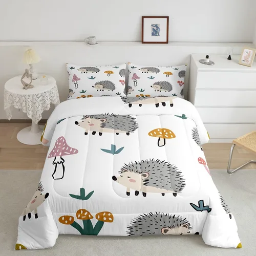Miniatura 66 de Erosebridal Juego de ropa de cama para niños, tamaño individual, diseño de gatos de dibujos animados, para niñas, niños y adolescentes, edredón