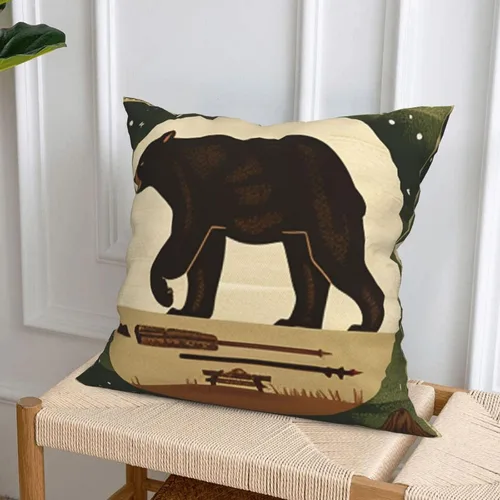 Miniatura 4 de Best Gifts - Juego de 4 fundas de almohada con diseño de oso aventuras, montañas, flechas, fogatas, árboles, bosques, campamentos, viajes, funda