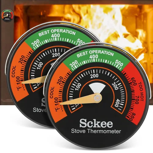 Miniatura 8 de Medidor magnético de temperatura de estufa, termómetro de estufa multicombustible para gas, madera, estufas de pellets y chimeneas (1 unidad)