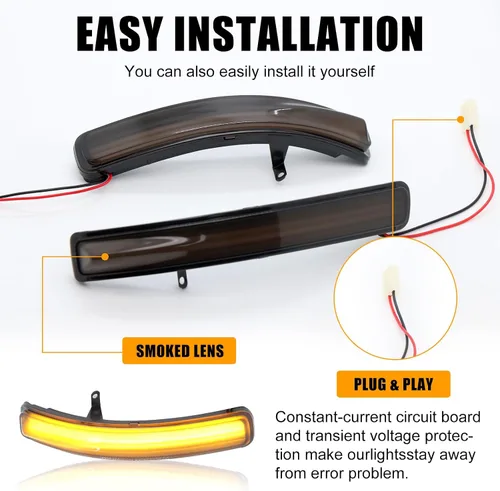 Miniatura 6 de [2 piezas] Luces intermitentes para retrovisor lateral para Ford Explorer 2011-2019 Reemplazo# BB5Z-13B375-A, BB5Z13B375A Ensamblaje de luces