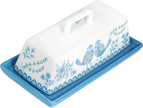 Miniatura 2 de Sizikato Mantequillera de porcelana con tapa, negro puro, 7.5 pulgadas