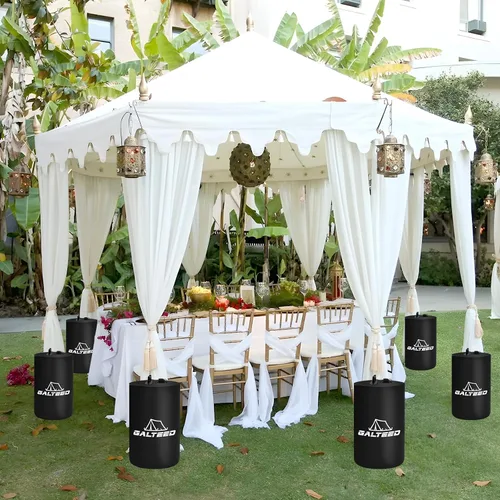 Miniatura 6 de Bolsa de peso de agua para toldo, 330 libras, juego de 6 pesas para patas para toldo desplegable, toldos, tienda de campaña, cenador, color negro