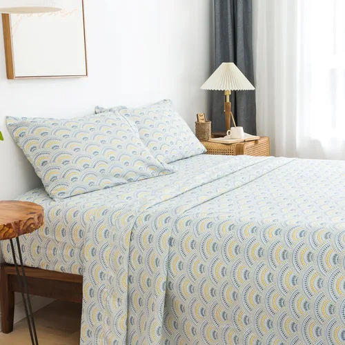 Miniatura 18 de KACEMOO Juego de sábanas California King de 4 piezas, sábanas con estampado floral, diseño bohemio, sábanas refrescantes de microfibra cepillada