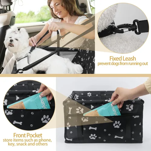 Miniatura 4 de Asiento de coche para perro, asiento elevador plegable para perro, impermeable, transpirable, bolsa de viaje Oxford para perros pequeños a medianos