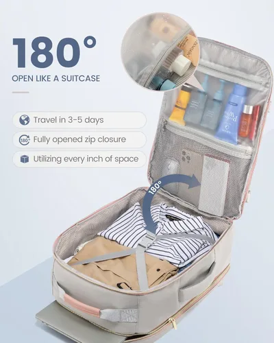 Miniatura 4 de LOVEVOOK Mochila de viaje de 40L aprobada para vuelo, 3 cubos de embalaje, bolsa de viaje impermeable para artículos personales, equipaje de mano