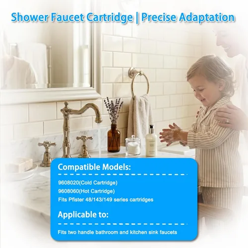 Miniatura 4 de Grifo de disco de cerámica de repuesto para grifo de baño (1 par caliente y frío) para Pfister 9608020 48/143/149 Series Cartucho de válvula 9608060